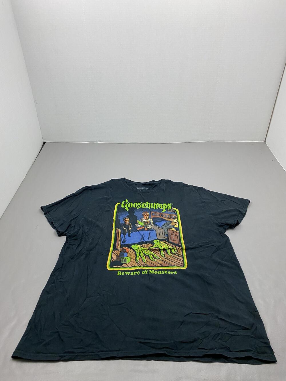 Goosebumps Shirt Mens 2XL Black Beware Of Monsters Graphic Movie Tee Tagless